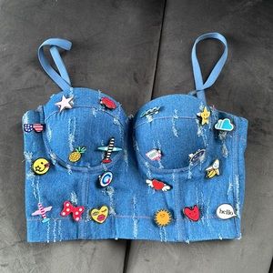 Jean Corset top with decorative buttons